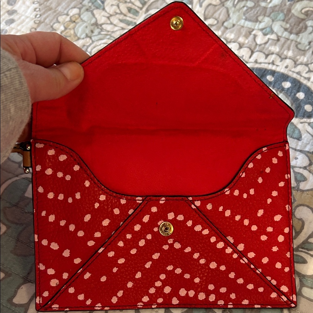 Diane Von Furstenberg Red and White Leather Tote with Pouch - Picture 5 of 14